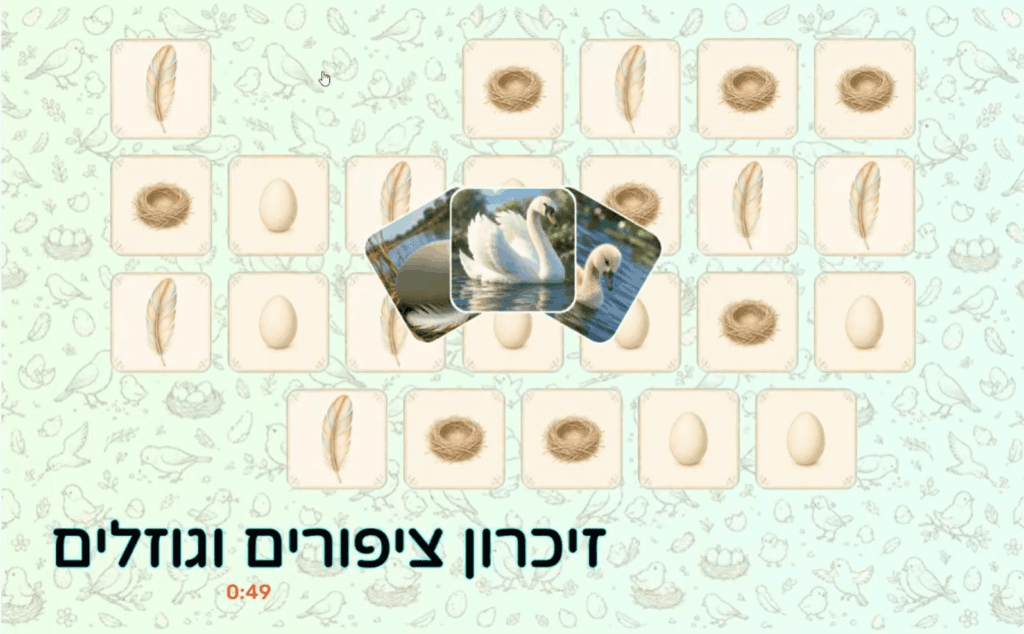 יצירת משחק זיכרון - עם אפשרות לשלישיית כרטיסים